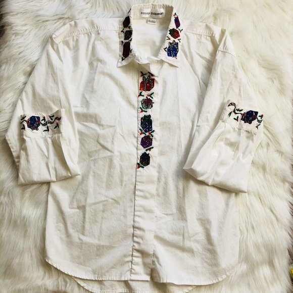 Christmas button down white shirt #036 - Picture 7 of 9